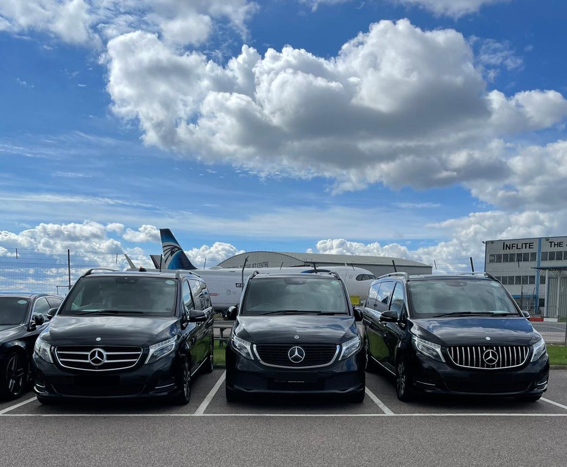 VIP Mercedes vehicles near an airport